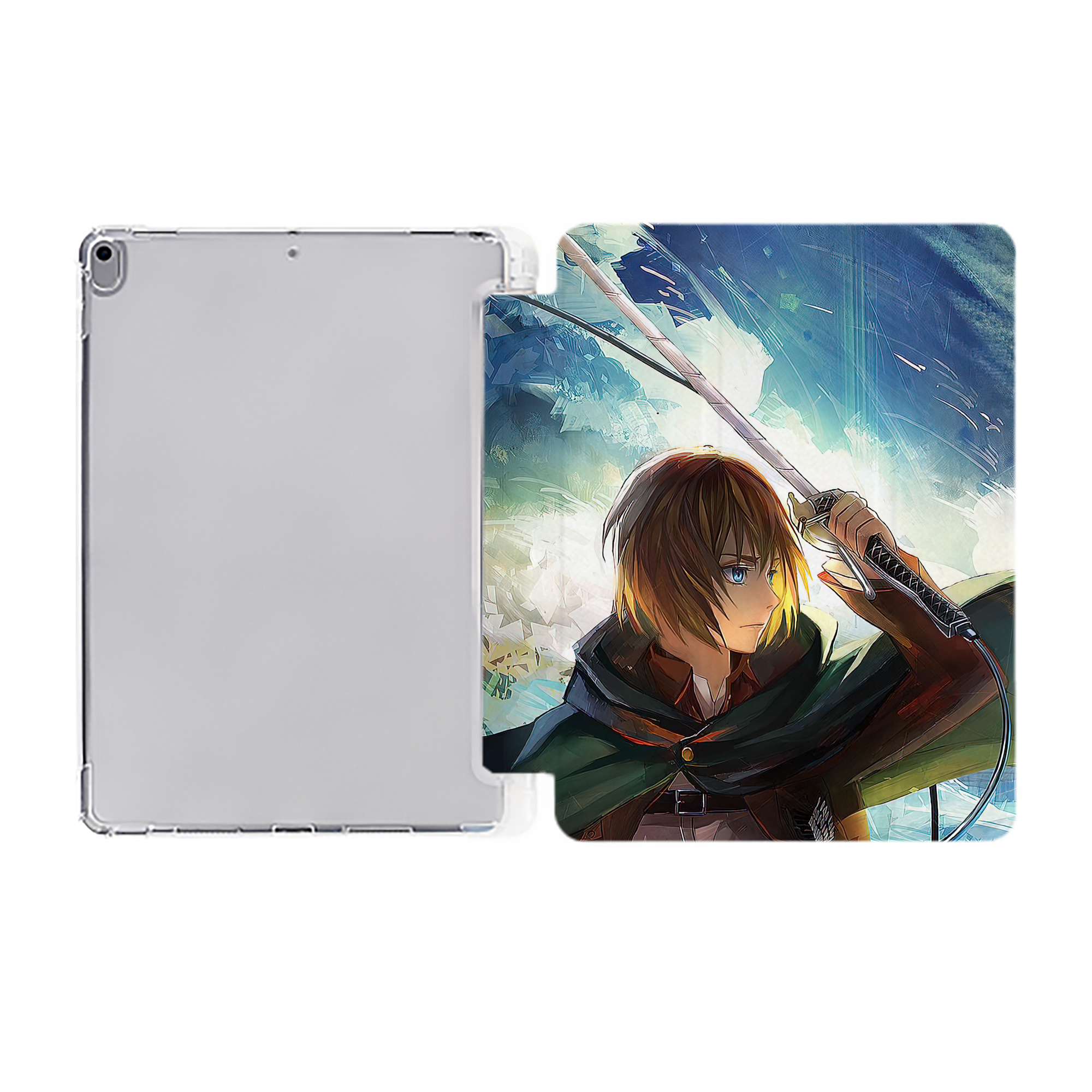 （画像用） 進撃の巨人 Attack on Titan IPad ケース ペン収納付き 三つ折りスタンド PUレザー×シリコン 対応機種9.5/10.5/10.9インチ